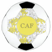 Monogrammed Yellow and Grey Floral Voetbal (Voorkant)