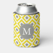 Monogrammed Yellow and Grey Ikat Diamonds Pattern Blikjeskoeler (Blikje Achterkant)