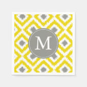 Monogrammed Yellow and Grey Ikat Diamonds Pattern Servetten (Voorkant)