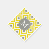 Monogrammed Yellow and Grey Ikat Diamonds Pattern Servetten (Hoek)