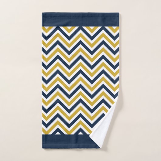 Monogrammed Yellow Blue Chevron Pattern Bad Handdoek (Handdoek)