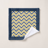 Monogrammed Yellow Blue Chevron Pattern Bad Handdoek (Wasdoekje)