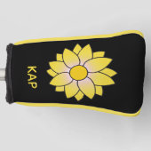 Monogrammed Yellow Daisy Putter Hoesje Golfheadcover (Voorkant)