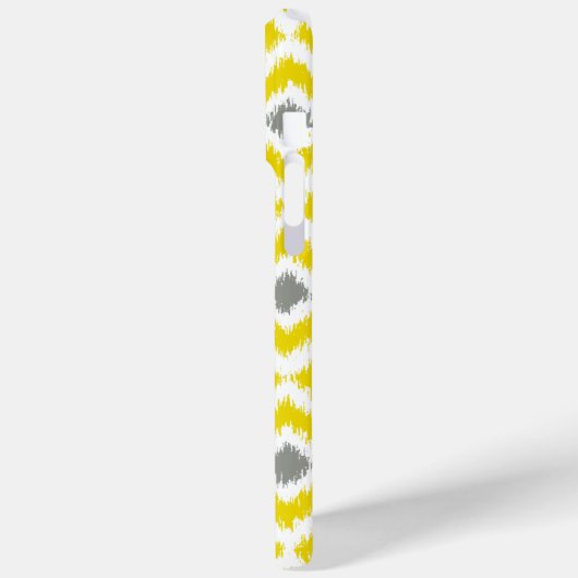 Monogrammed Yellow Grey Diamond Ikat Pattern Case-Mate iPhone Case (Achterkant / Links)