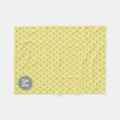 Monogrammed Yellow Grey Diamonds Ikat Pattern Fleece Deken (Voorkant (Horizontaal))