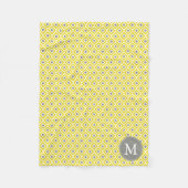 Monogrammed Yellow Grey Diamonds Ikat Pattern Fleece Deken (Voorkant)