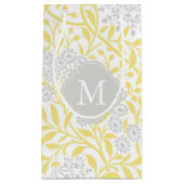 Monogrammed Yellow Grey Floral Damask Pattern Klein Cadeauzakje (Voorkant)