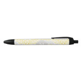 Monogrammed Yellow Grey Floral Damask Zwarte Inkt Pen (Bovenkant)