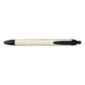 Monogrammed Yellow Grey Floral Damask Zwarte Inkt Pen (Achterkant)