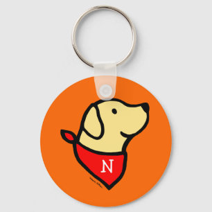 Monogrammed Yellow Lab & Scarf Cartoon Sleutelhanger