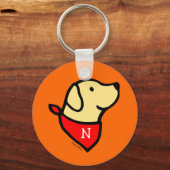 Monogrammed Yellow Lab & Scarf Cartoon Sleutelhanger (Voorkant)