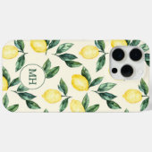 Monogrammed Yellow Lemons Pattern Moderne Initiale Case-Mate iPhone Case (Achterkant (horizontaal))