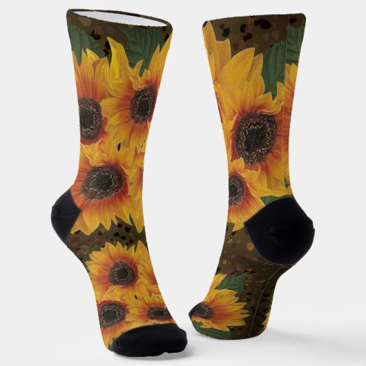 Monogrammed Yellow Sunflower Soul Crew Sock Sokken (Gebogen)