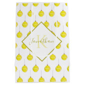 Monogrammed Yellow Tennis Ball Ornament Kerstmis Medium Cadeauzakje (Achterkant)