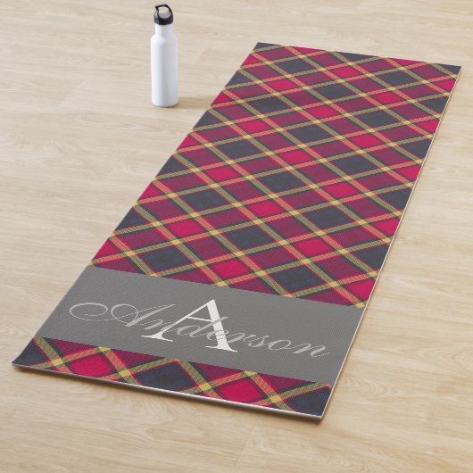 Monogrammed Yoga Mat - Red Yellow Scottish Tartan (In situ)