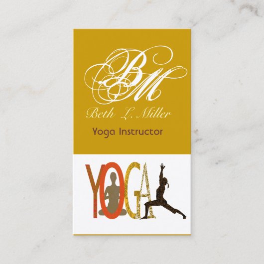 Monogrammed Yoga Yogi Fit Instructor Meditation Visitekaartje (Voorkant)