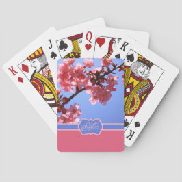Monogrammed Yokohama Sakura Pink Cherry Blossom Pokerkaarten
