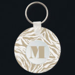 Monogrammed Zebra Animal Print Sleutelhanger<br><div class="desc">Een stijlvolle sleutelhanger is voorzien van uw monogram initiaal op een bruine en witte wilde dierenprint. Creëer voor jezelf of als cadeau geven. OVEREENKOMENDE objecten in onze winkel.</div>