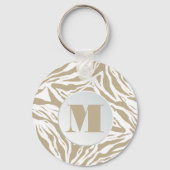 Monogrammed Zebra Animal Print Sleutelhanger (Voorkant)