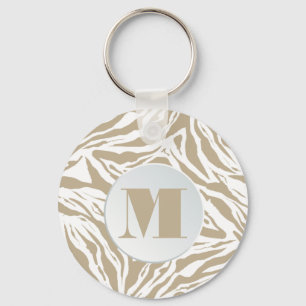 Monogrammed Zebra Animal Print Sleutelhanger