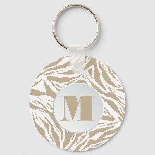 Monogrammed Zebra Animal Print Sleutelhanger (Voorkant)