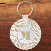 Monogrammed Zebra Animal Print Sleutelhanger (Achterkant)