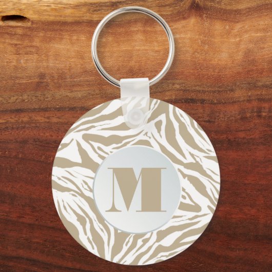 Monogrammed Zebra Animal Print Sleutelhanger (Voorkant)