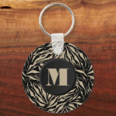 Monogrammed Zebra Animal Print Sleutelhanger (Voorkant)