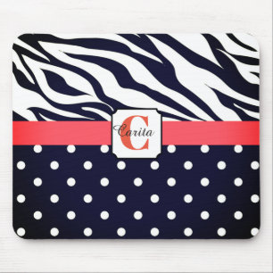 Monogrammed Zebra Polka-Dotted Muismat