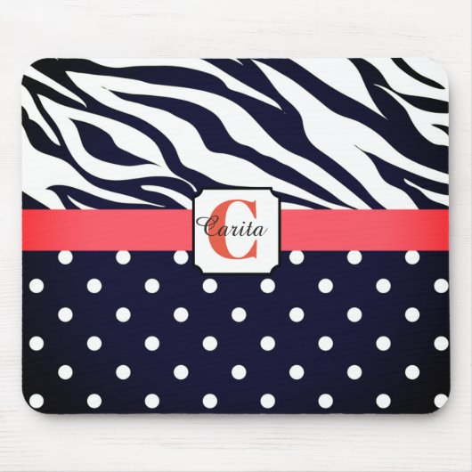 Monogrammed Zebra Polka-Dotted Muismat (Voorkant)