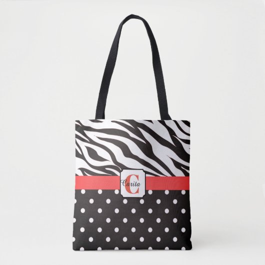 Monogrammed Zebra Polka-Dotted Tas (Voorkant)