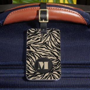 Monogrammed Zebra Print Bagagelabel