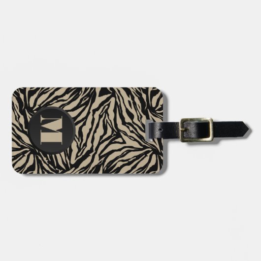 Monogrammed Zebra Print Bagagelabel (Voorkant horizontaal)