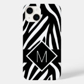 Monogrammed Zebra Print Black and White Lines Case-Mate iPhone Case (Achterkant)