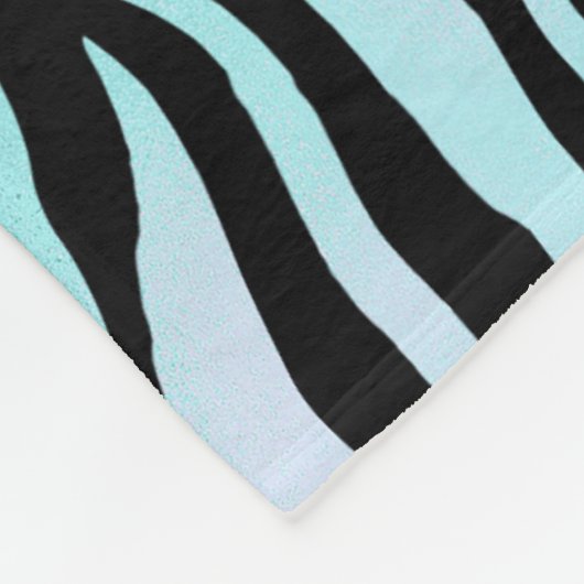 Monogrammed Zebra Print Zwart en Blauwgroen Turquo Fleece Deken (Hoek)