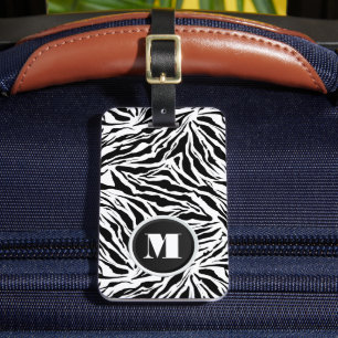 Monogrammed Zebra Stripes Bagagelabel