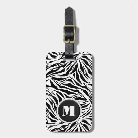 Monogrammed Zebra Stripes Bagagelabel (Voorkant verticaal)