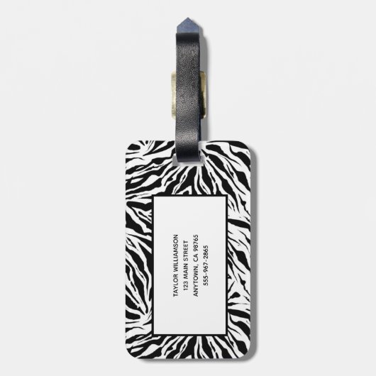 Monogrammed Zebra Stripes Bagagelabel (Achterkant verticaal)