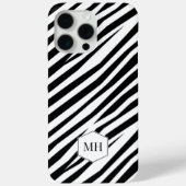 Monogrammed Zebra zwart-wit chique patroon Case-Mate iPhone Case (Achterkant)