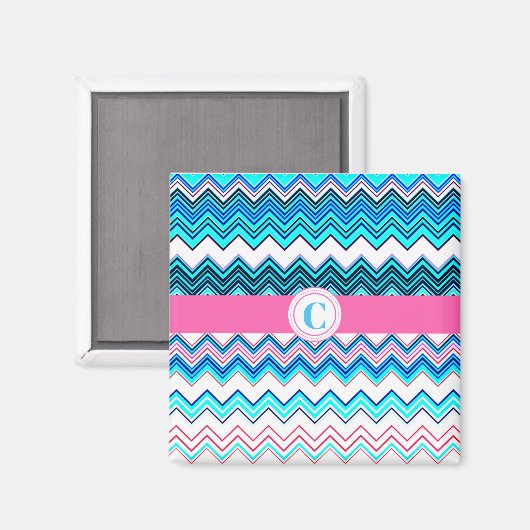 Monogrammed ZigZag Pattern Magnet (Voorkant / Achterkant)