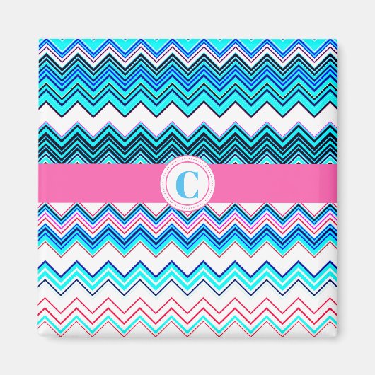 Monogrammed ZigZag Pattern Magnet (Voorkant)