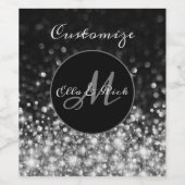 Monogrammed Zilveren Sparkle Wijn Etiket (Enkel label)