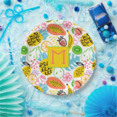 Monogrammed Zomer Fruit Patroon Papieren Bordje (Feest)