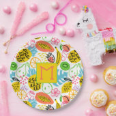 Monogrammed Zomer Fruit Patroon Papieren Bordje (Feest)
