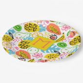 Monogrammed Zomer Fruit Patroon Papieren Bordje (Gekanteld)