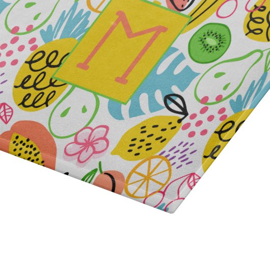 Monogrammed Zomer Fruit Patroon Snijplank (Hoek)