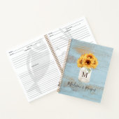 Monogrammed Zonnebloem Mason Jar Blue Wood Recept Notitieboek (Binnen)