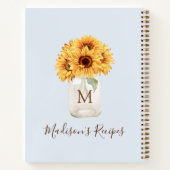 Monogrammed Zonnebloem Mason Jar Pastel Blauw Rece Notitieboek (Achterkant)