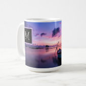 Monogrammed Zonsondergang Boot op het Water Koffiemok (Voorkant links)