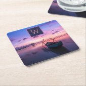 Monogrammed Zonsondergang Waters w / Boot Kartonnen Onderzetters (Schuin)